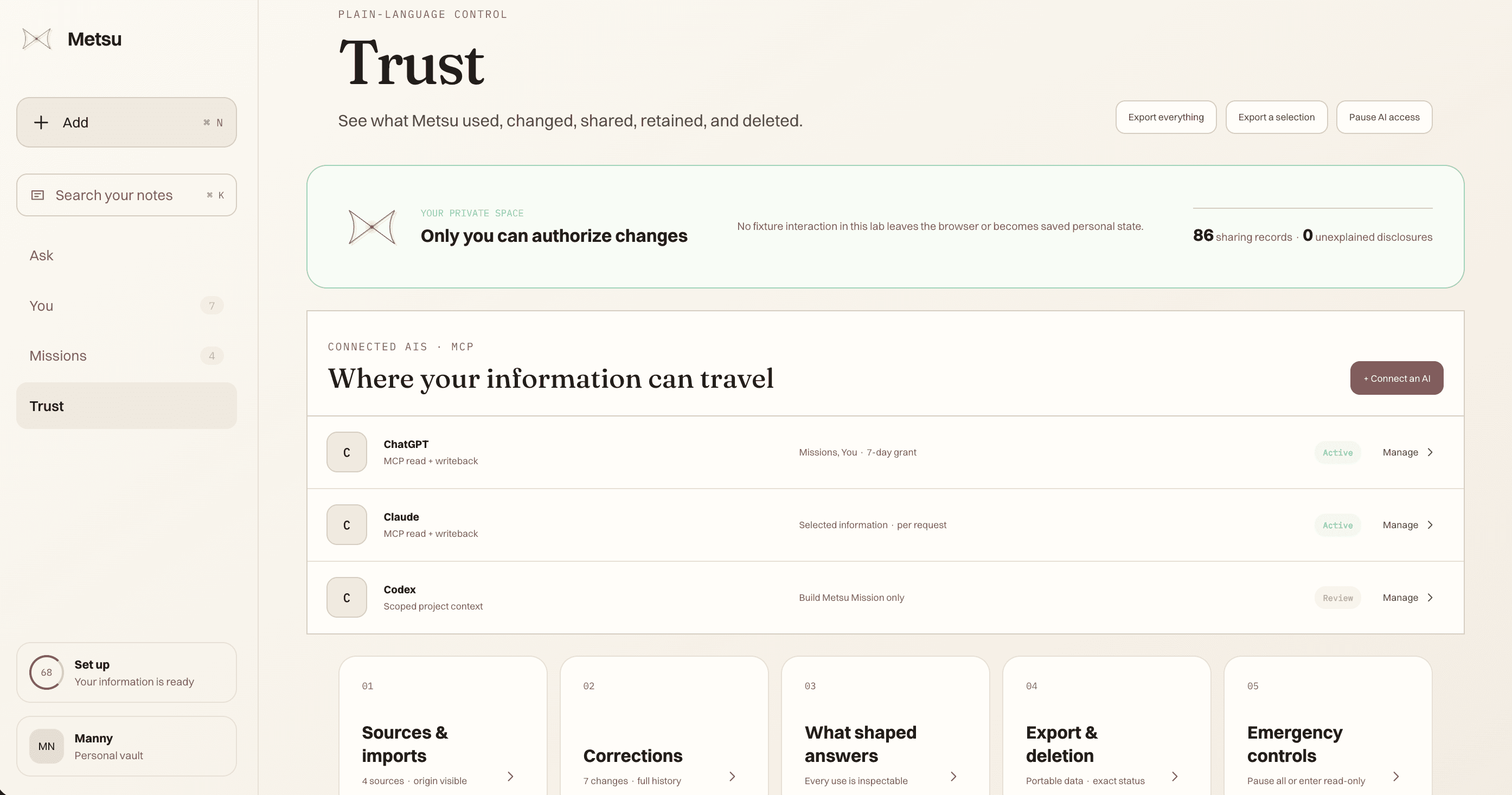 TRUST view in the Metsu Stillwater interface