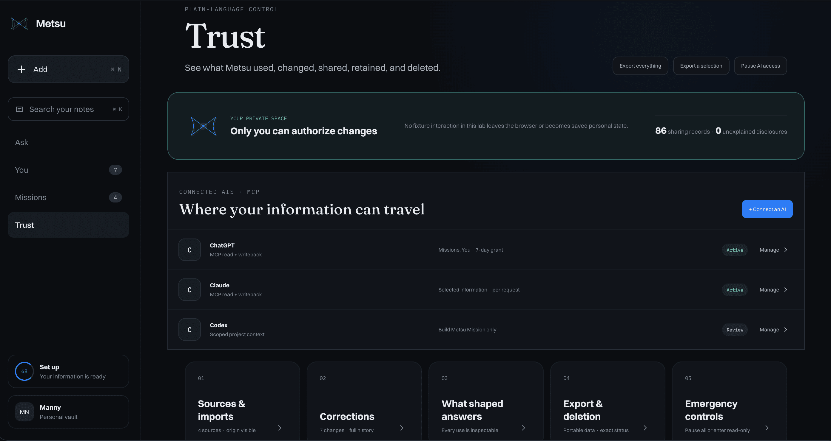 TRUST view in the Metsu Stillwater interface